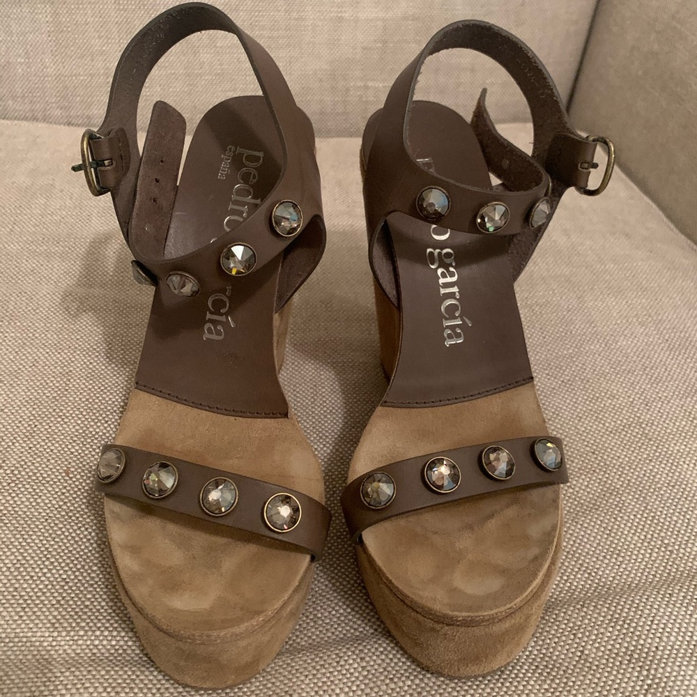 Pedro Garcia Trilian Suede Wedge Sandals